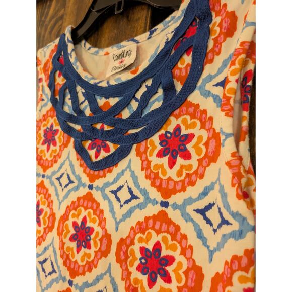 Counting Daisies girls Sz 10 sleeveless blue orange geometric colorful GUC - Picture 3 of 9